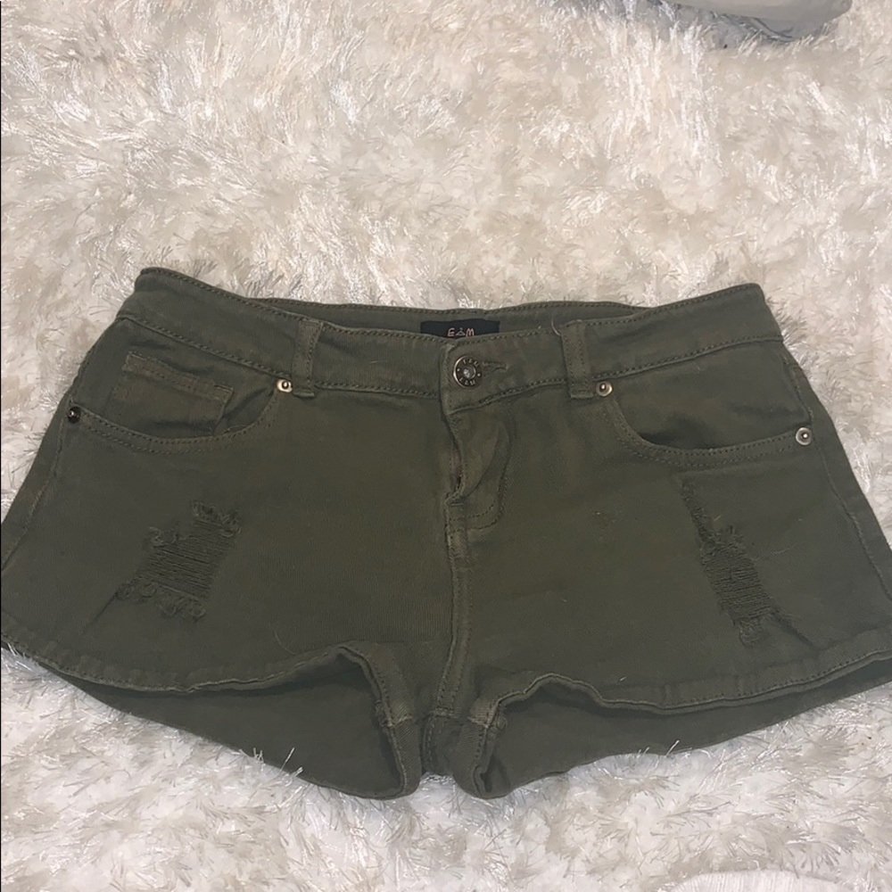 Army green jean shorts